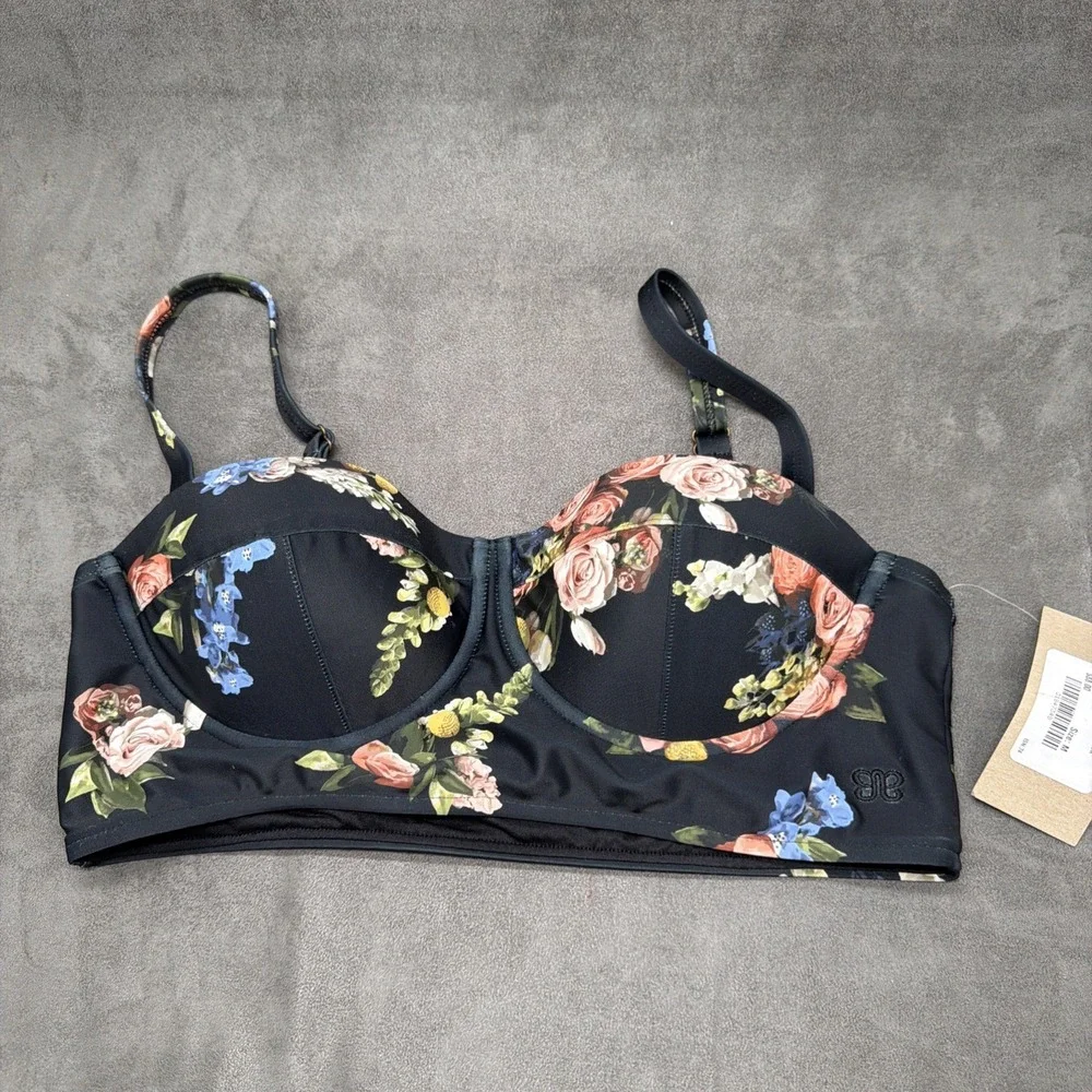 Albion Fit Hailey Crop Bikini Top Rose Black Size Medium - Picture 1 of 7